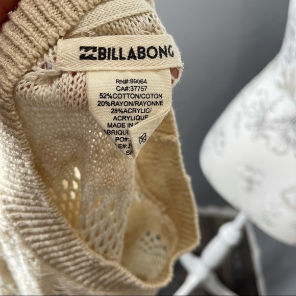 Billabong Womens Small Striped Sweater Long Sleeves Knit Pullover Tan Sheer - Picture 3 of 3